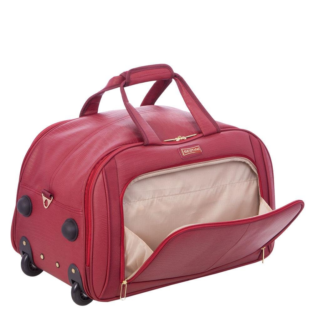 Sacola com Carrinho Média Croco 4T - Vinho Vermelho 6