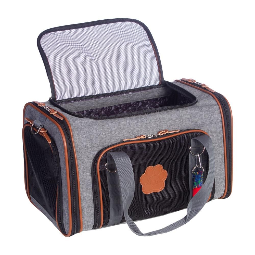 Bolsa de Transporte com Tela Sestini Pets - Cinza Cinza 7