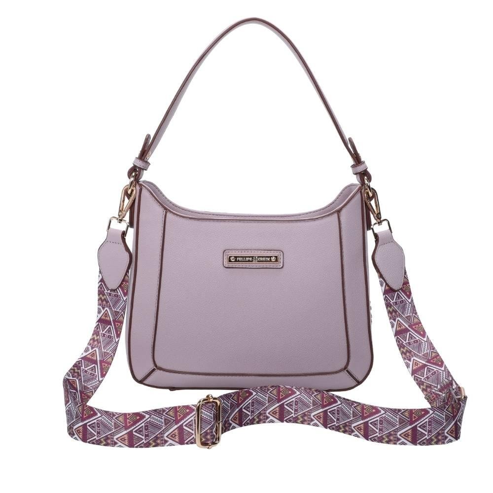Bolsa Tiracolo Média Fellipe Krein SS23 Alça Estampada FK546 Roxo - Lavanda Roxo 2