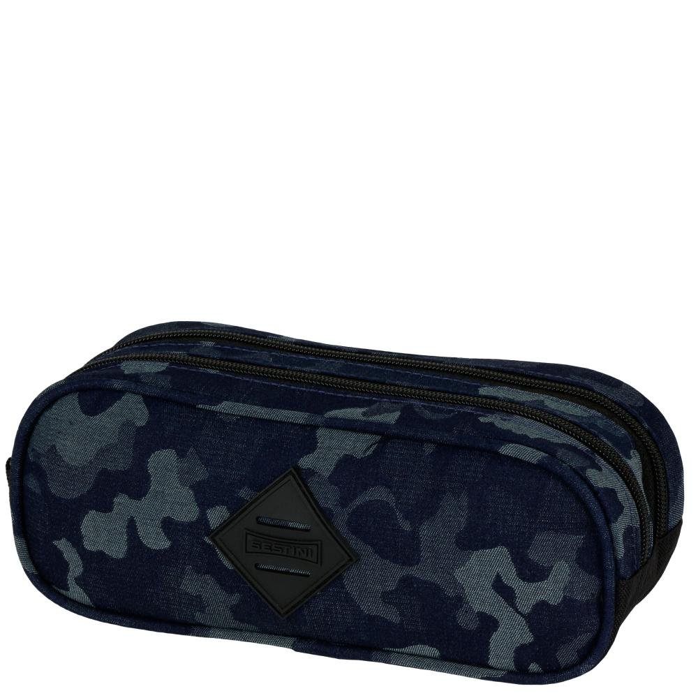 Estojo 2 Compartimentos Jeans Camuflada Verde 2