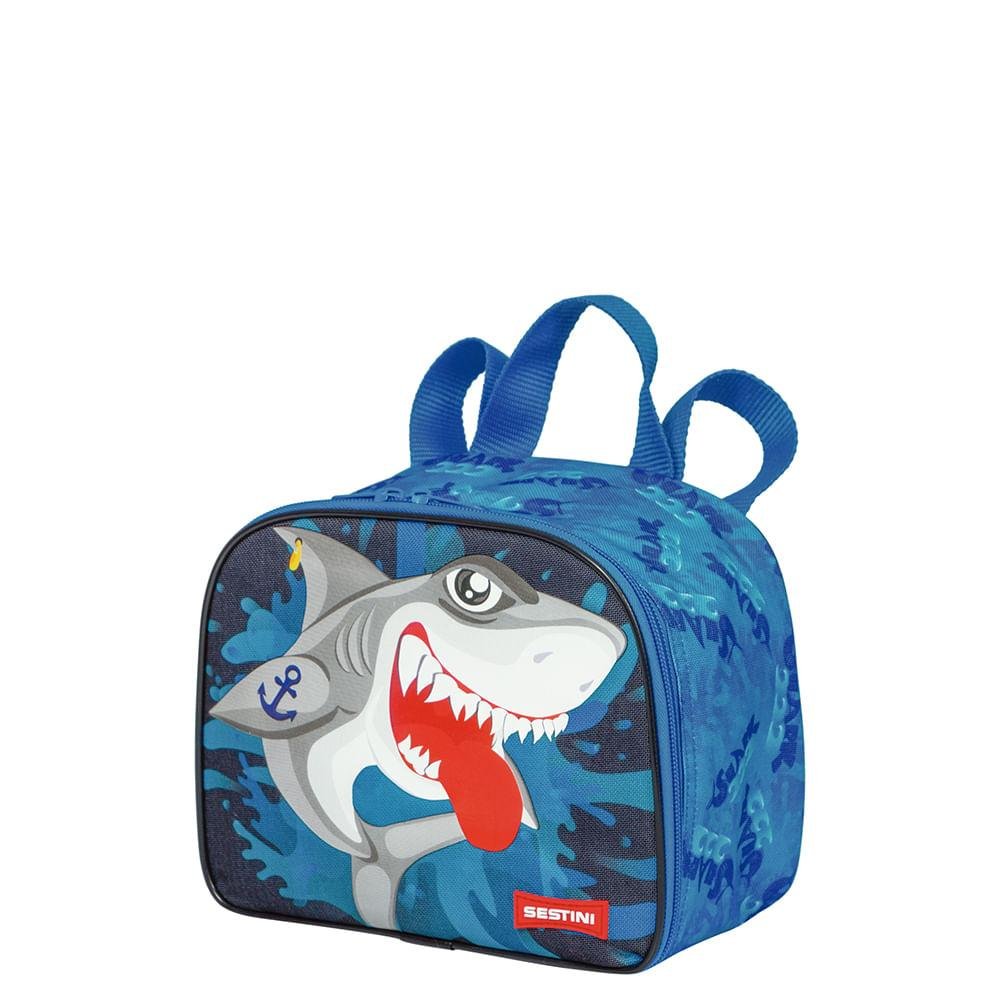 Lancheira Pequena Sestini 21M Plus Tubarão Colorido Azul 2