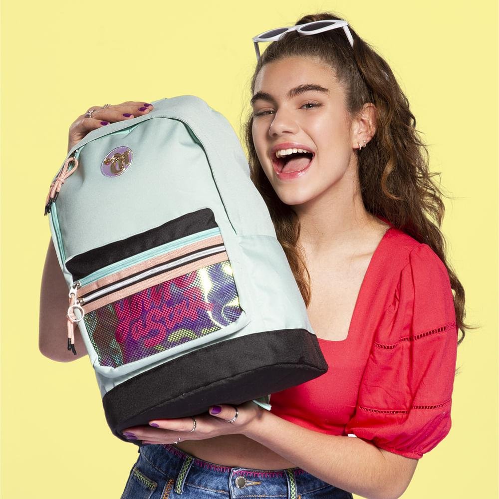 Mochila Grande Capricho Candy Azul - Menta Verde 6