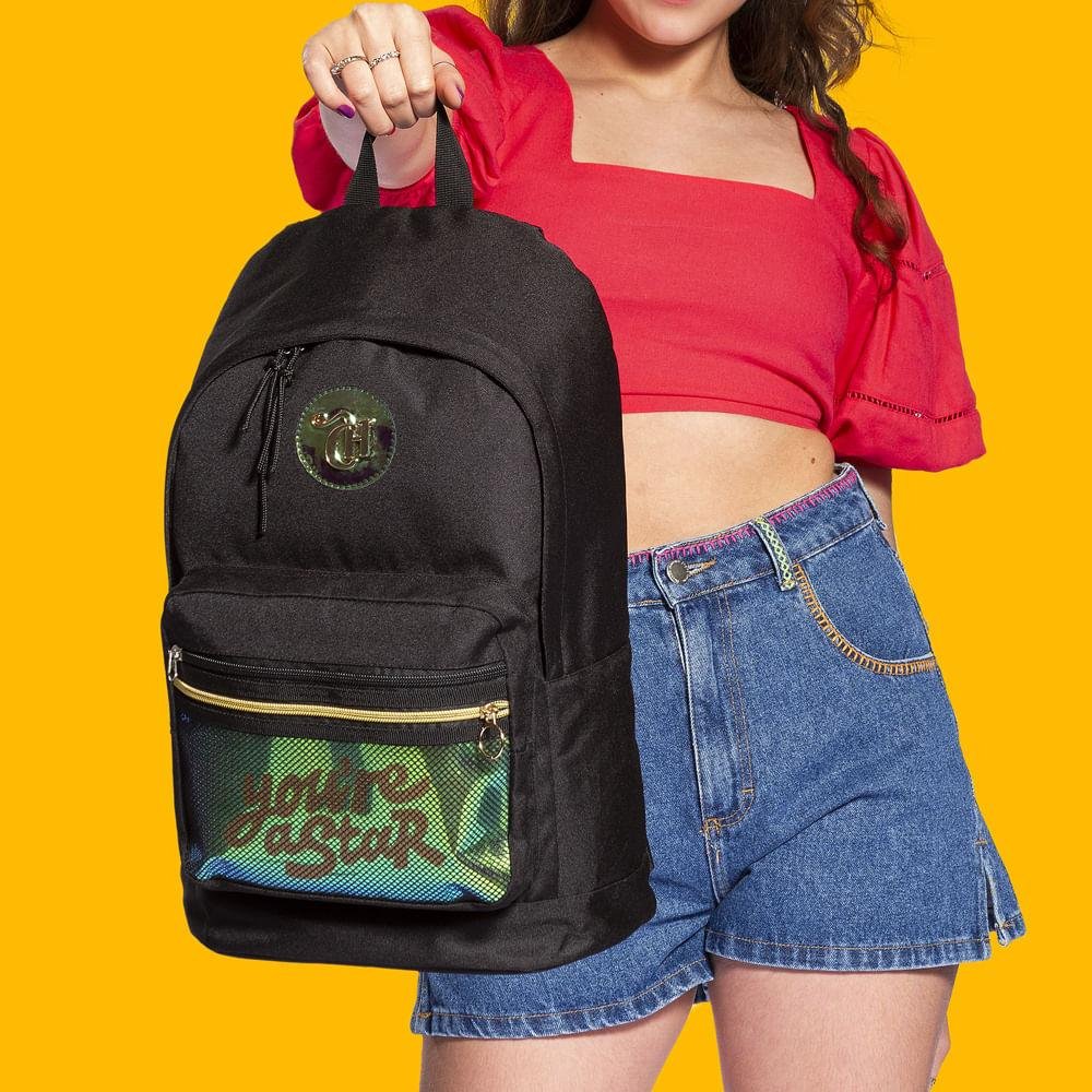 Mochila Grande Capricho Candy - Preto Preto 5
