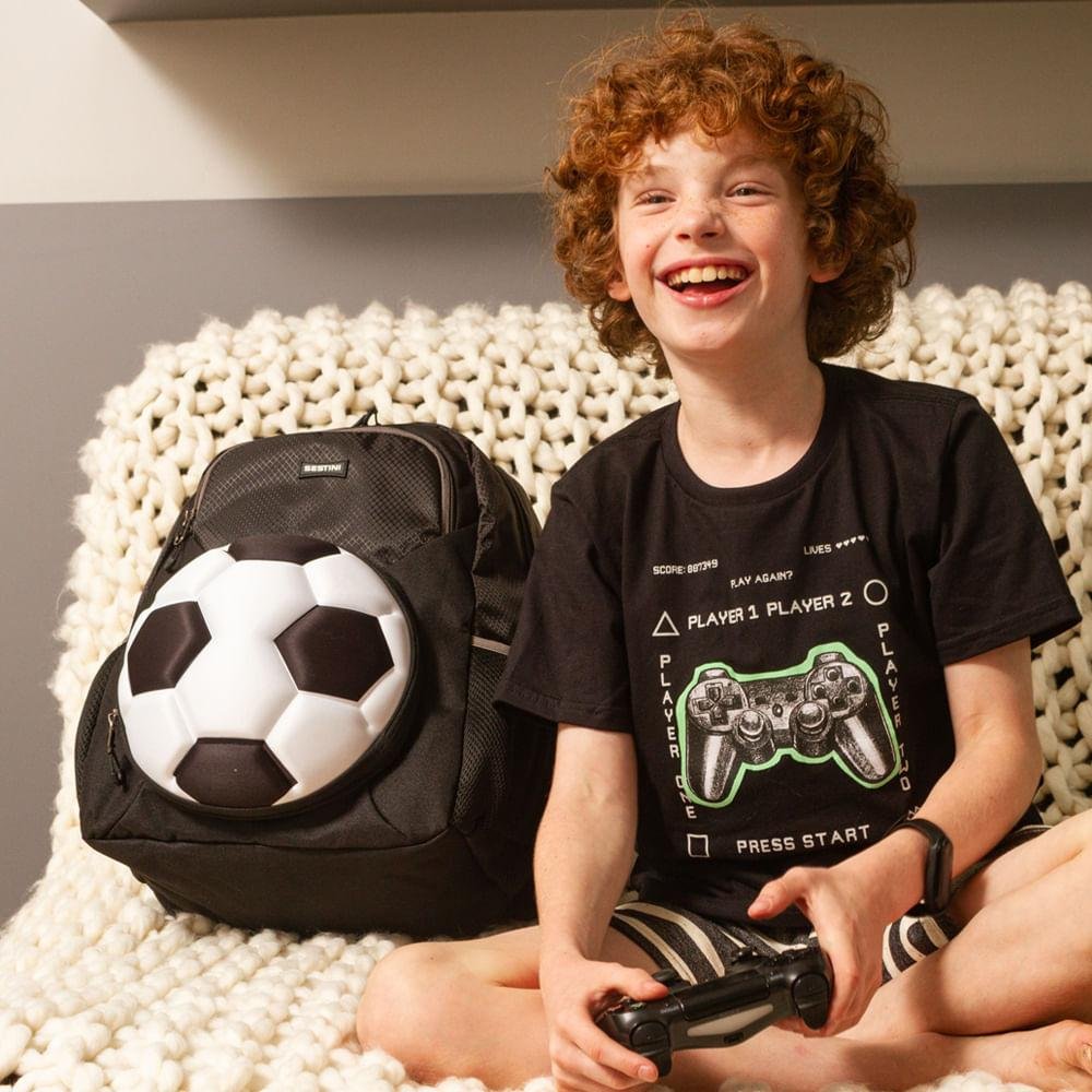 Mochila Grande Sestini X Futebol PB - Colorido Preto 7