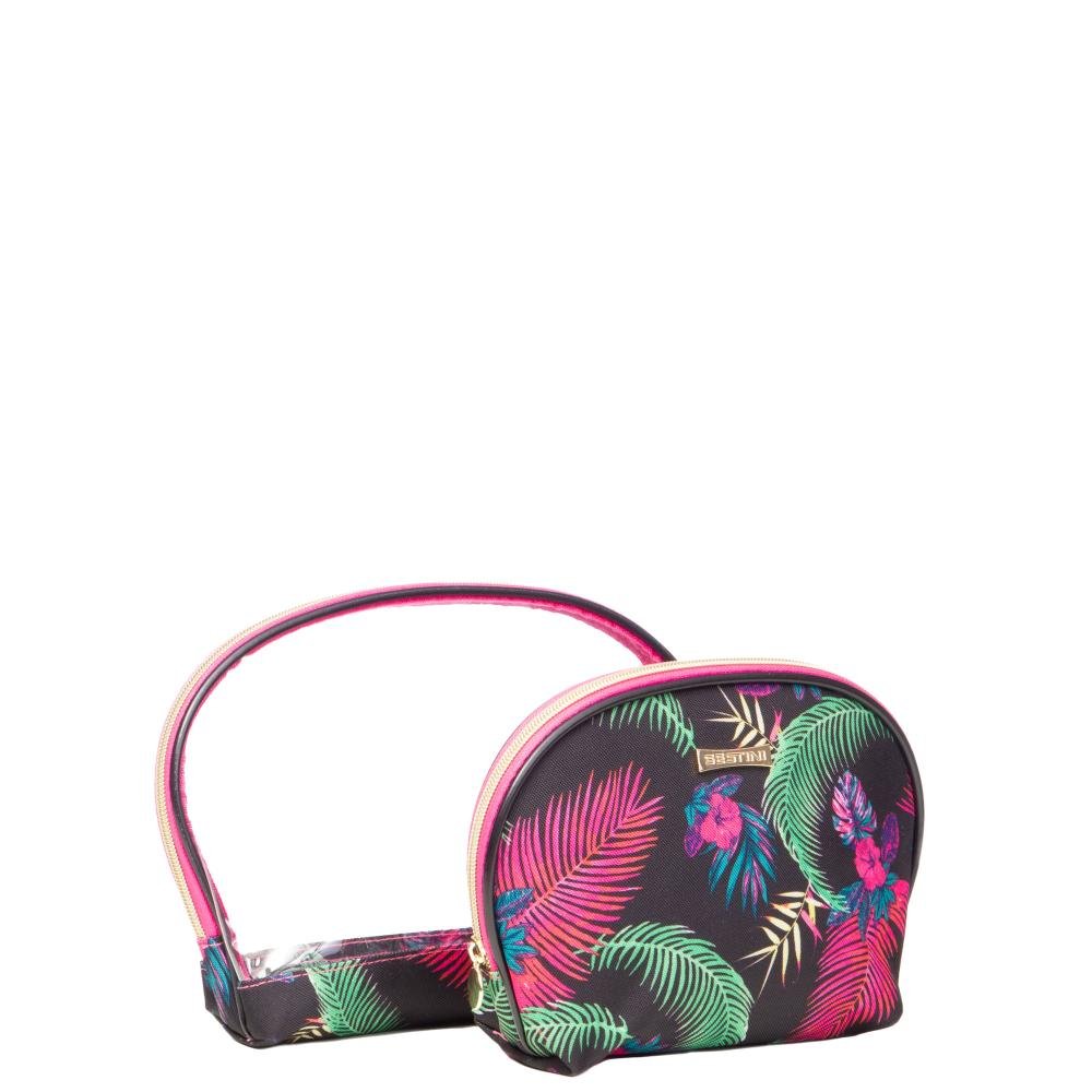 Necessaire Basica 2 Peças Preto - Floral Multicores 4