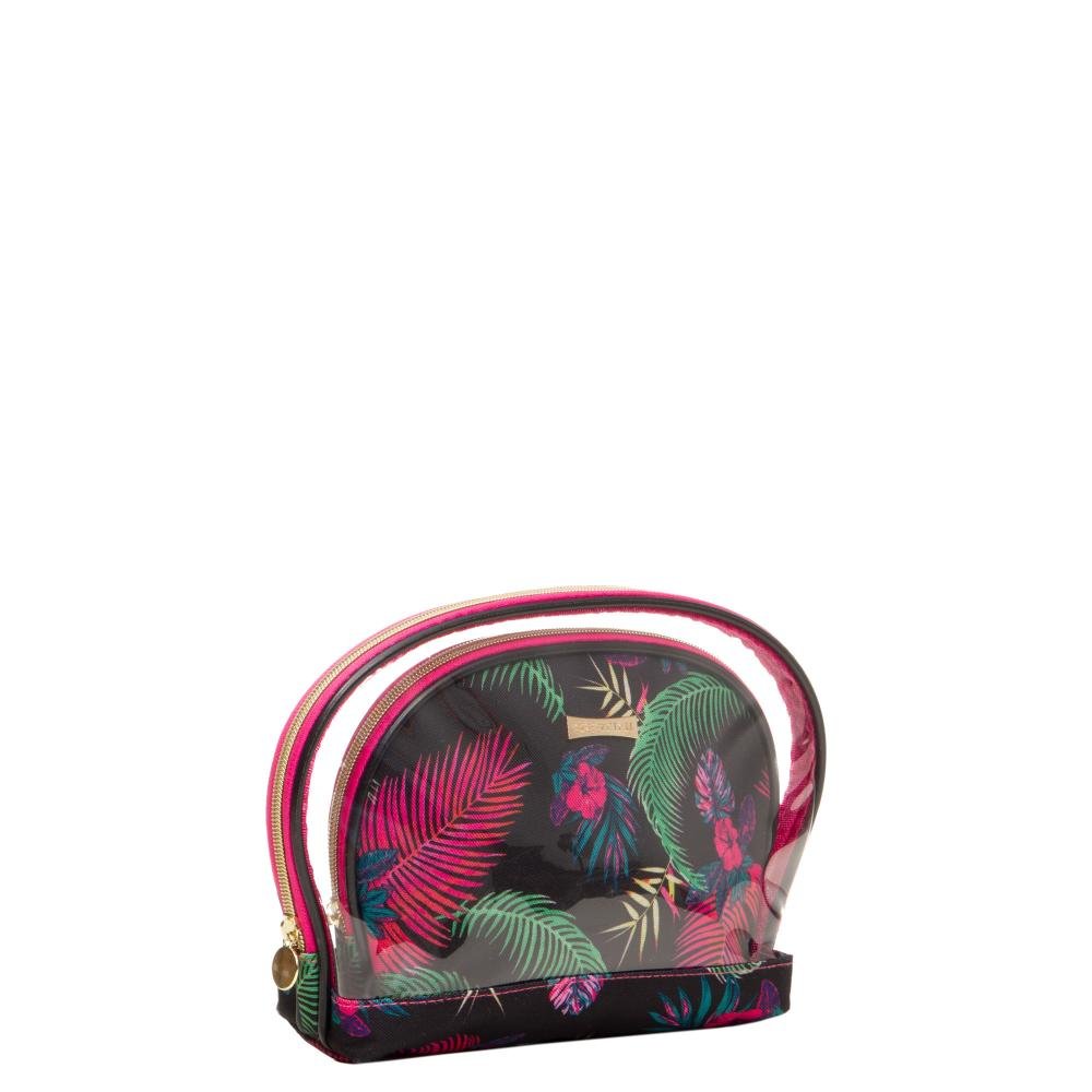 Necessaire Basica 2 Peças Preto - Floral Multicores 6