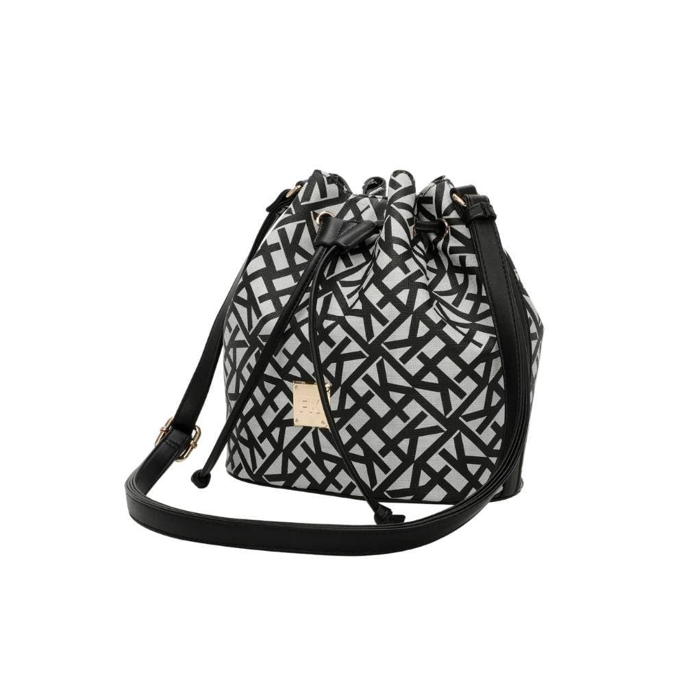 Bolsa Bucket Média Ss23 Monograma Tramado Cfk103 - Preto Preto 5
