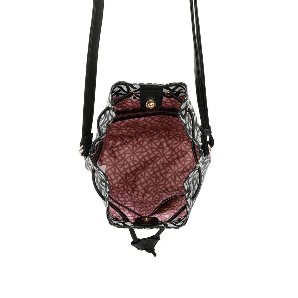 Bolsa Bucket Média Ss23 Monograma Tramado Cfk103 - Preto Preto 6