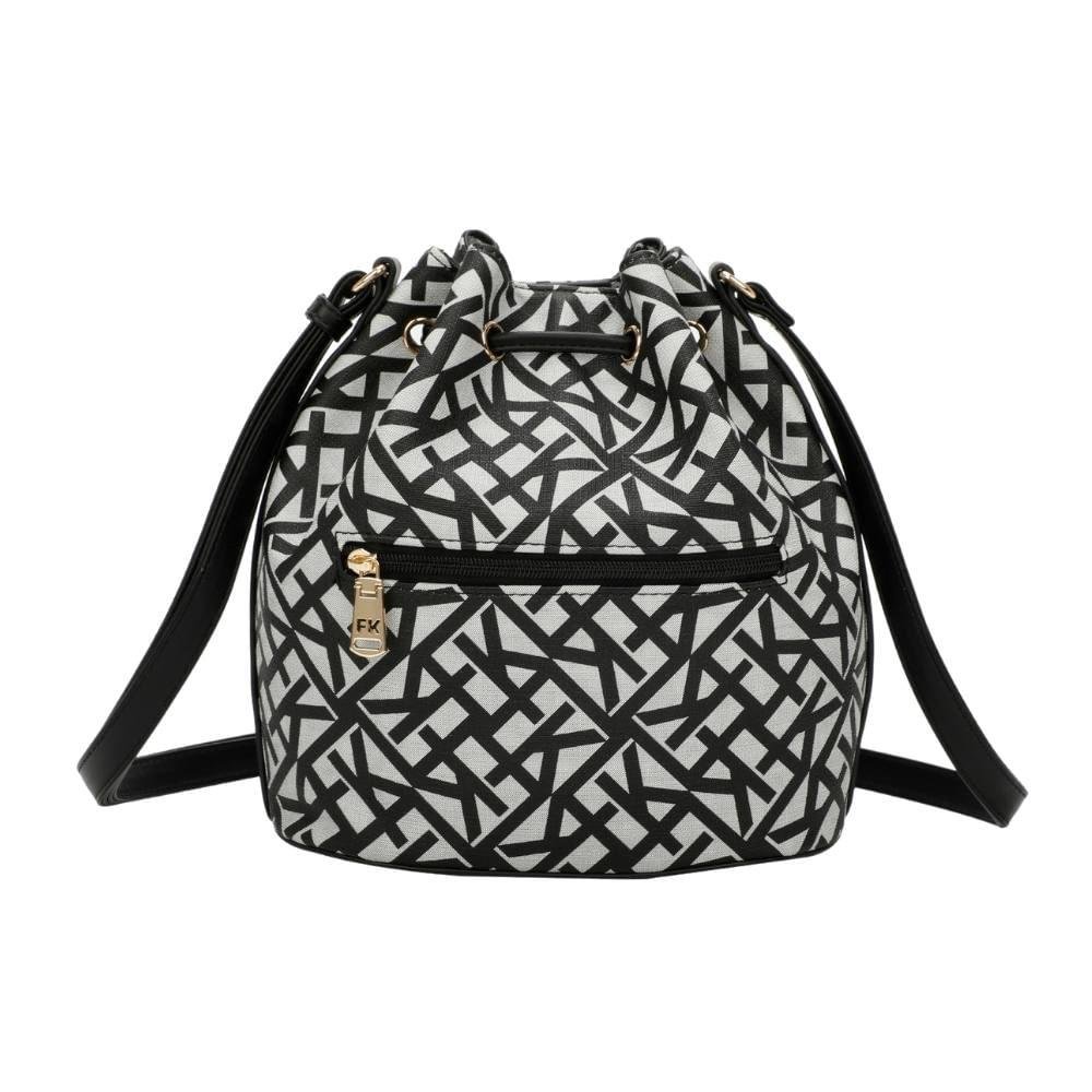 Bolsa Bucket Média Ss23 Monograma Tramado Cfk103 - Preto Preto 7