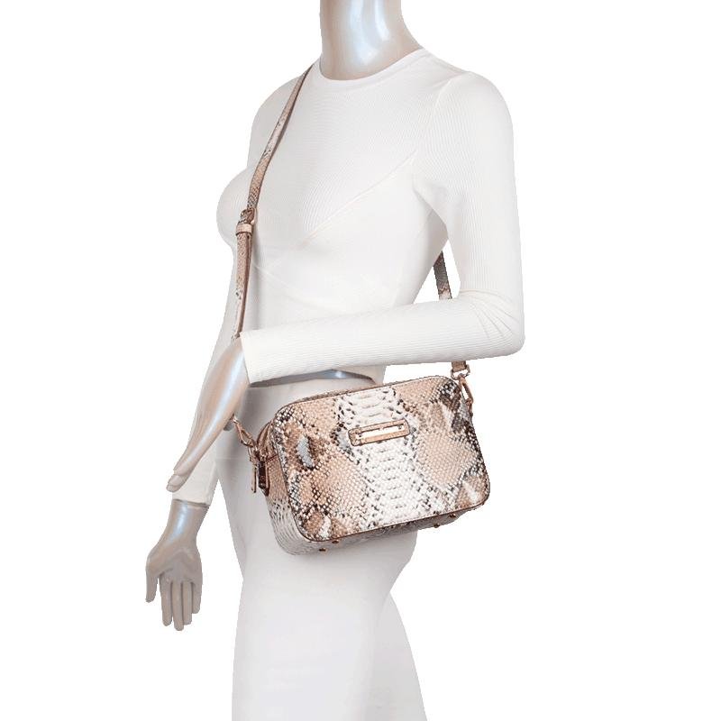 Bolsa Tiracolo Pequena Fellipe Krein Ss23 Snake Fk602 - Azul Bege 5