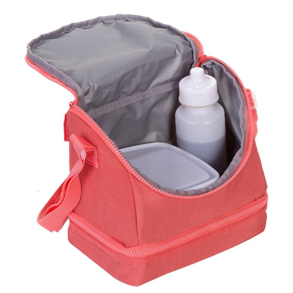 Lancheira 2 Compartimentos Sestini Lunch Crinkle 2 - Apricot Laranja 5