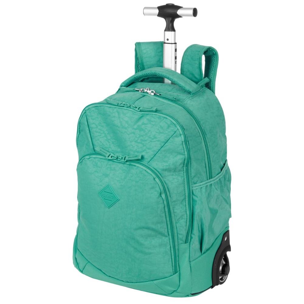 Mochila Carrinho 2 Compartimentos Sestini Rolling Grande Crinkle - Verde Jade Verde 3