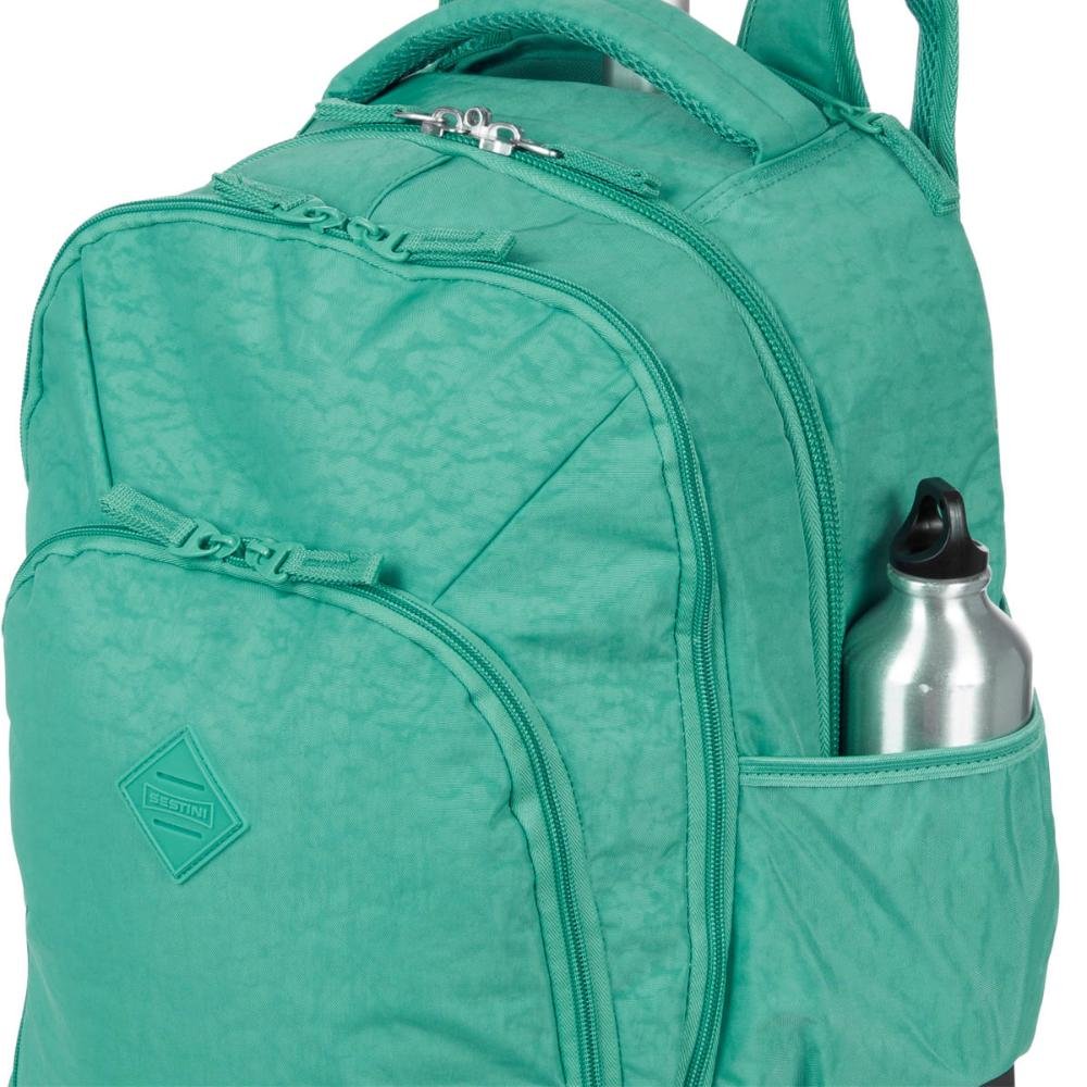 Mochila Carrinho 2 Compartimentos Sestini Rolling Grande Crinkle - Verde Jade Verde 7