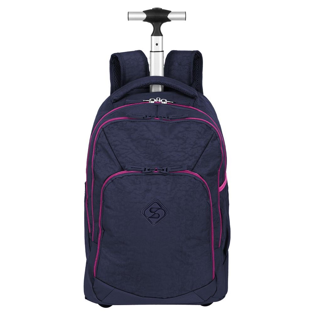 Mochila Carrinho 2 Compartimentos Sestini Rolling Grande Crinkle - Azul Neon