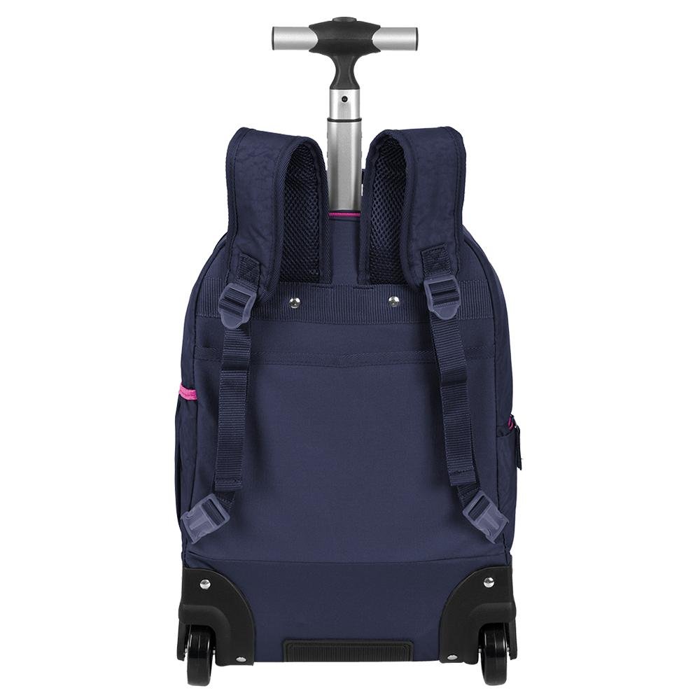 Mochila Carrinho 2 Compartimentos Sestini Rolling Grande Crinkle - Azul Neon Azul 4
