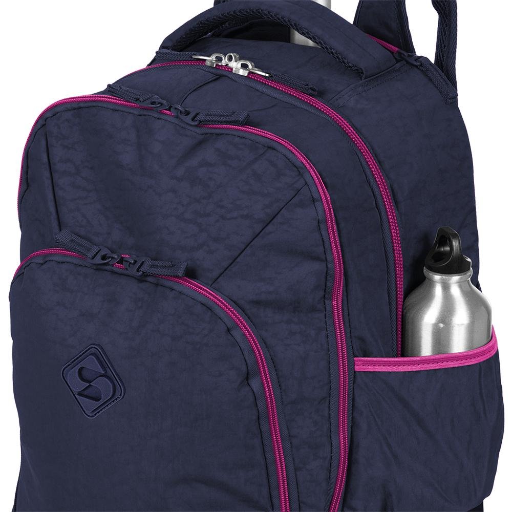 Mochila Carrinho 2 Compartimentos Sestini Rolling Grande Crinkle - Azul Neon Azul 5