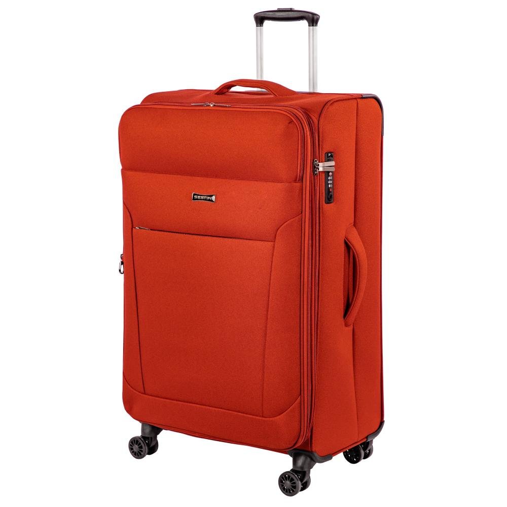 Mala de Viagem Grande Sestini Ultralight Plus  com Rodas 360°, Zíper Expansível  e Cadeado Laranja - Telha Laranja 3