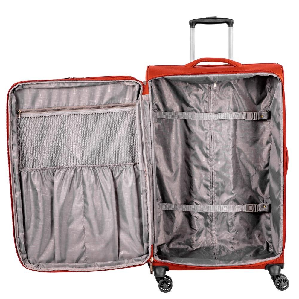 Mala de Viagem Grande Sestini Ultralight Plus  com Rodas 360°, Zíper Expansível  e Cadeado Laranja - Telha Laranja 5