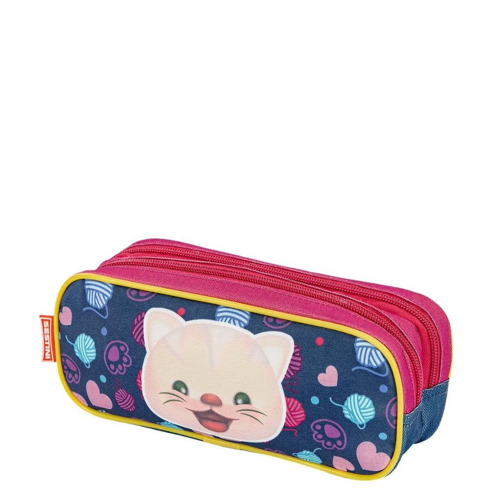 Estojo 2 Compartimentos Sestini Kids Cat 3 - Colorido Multicores 3