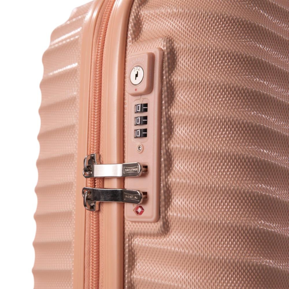 Mala de Viagem Bordo com Rodas 360° Vega 3T Laranja - Coral Rosa 6