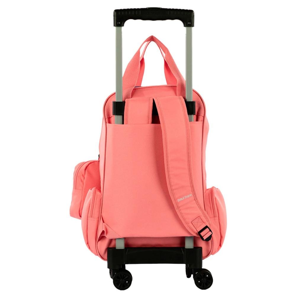 Mochila Carrinho Externo 4 Rodas Paul Frank Casual Laranja - Coral Laranja 15