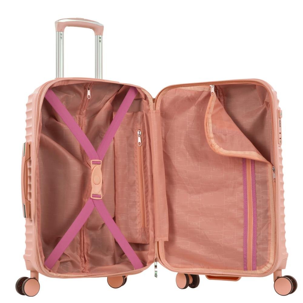 Mala de Viagem Grande com Rodas 360° Vega 3T Laranja - Coral Rosa 5