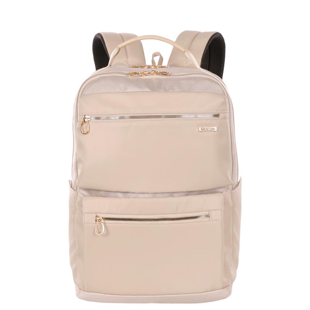 Mochila Grande 2 Compartimentos Notebook 15 Sestini Elegance Bege - Nude Bege 1