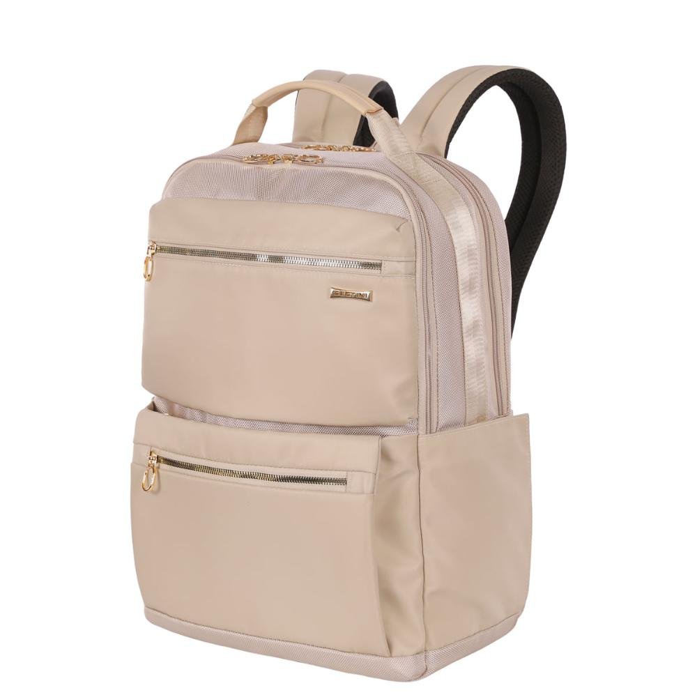Mochila Grande 2 Compartimentos Notebook 15 Sestini Elegance Bege - Nude Bege 3