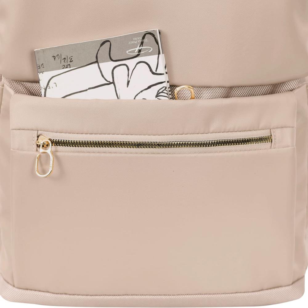 Mochila Grande 2 Compartimentos Notebook 15 Sestini Elegance Bege - Nude Bege 7