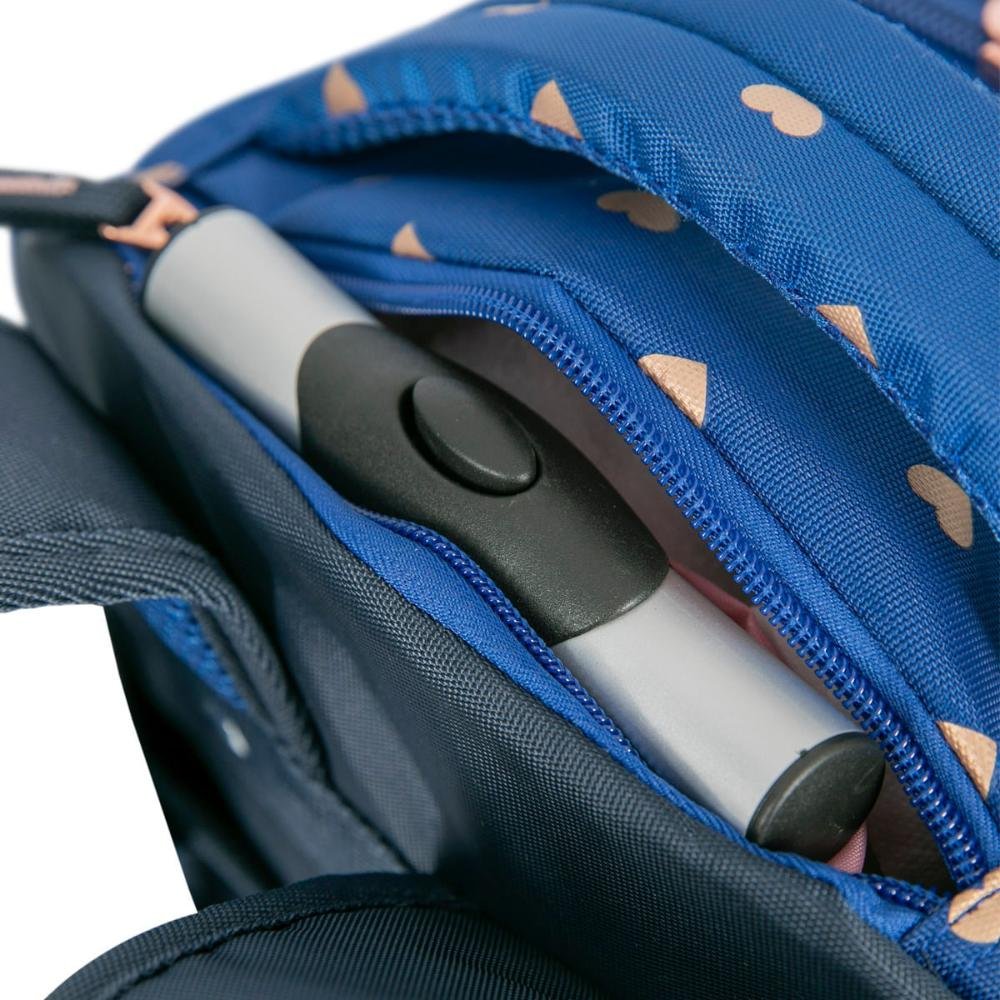 Mochila Carrinho 2 Compartimentos Capricho Wishes - Azul Azul 9