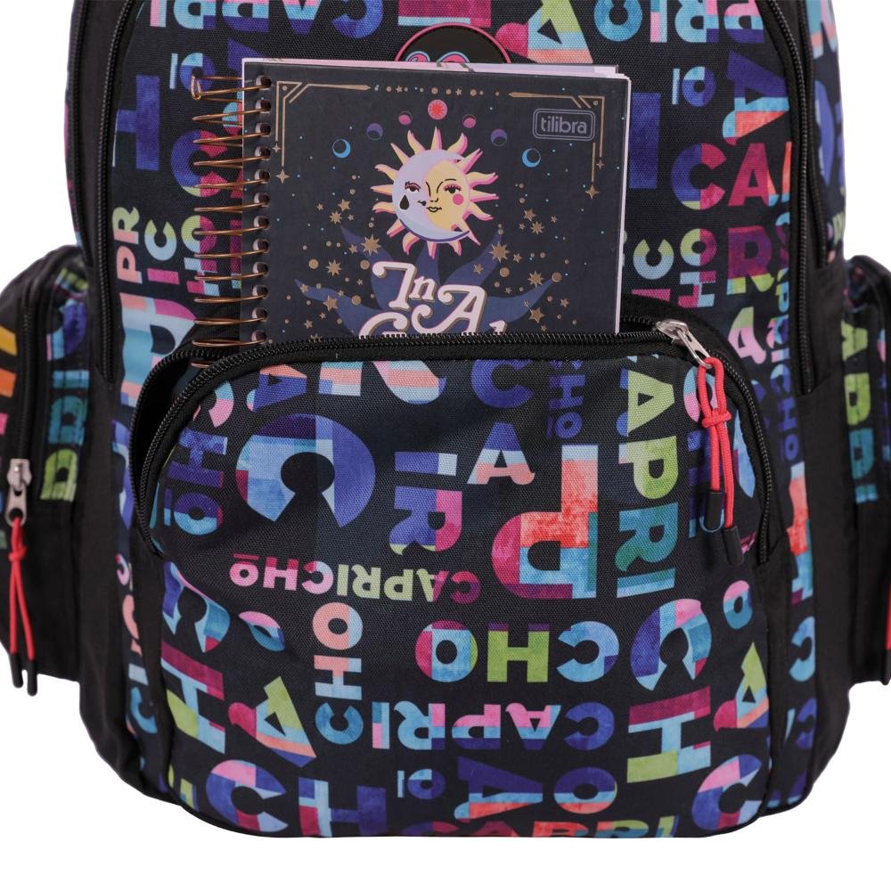 Mochila Grande 2 Compartimentos Capricho Party - Preto Preto 6