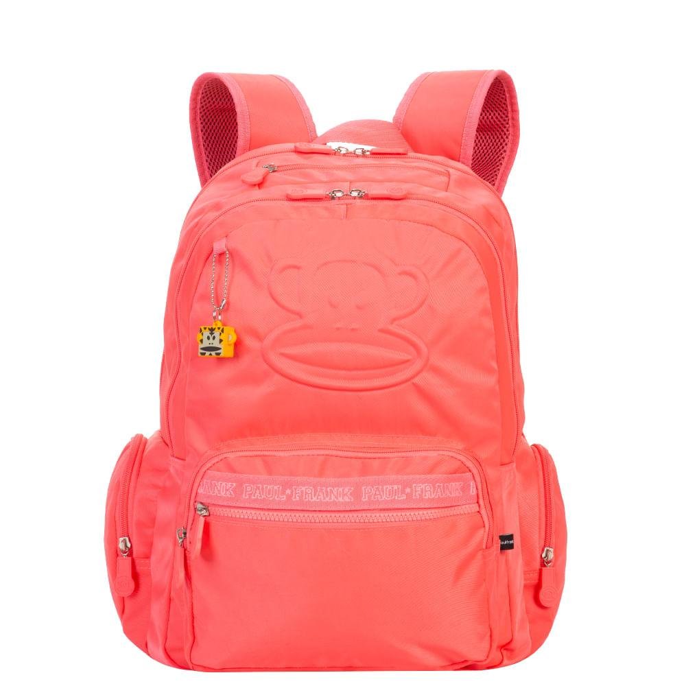 Mochila Grande 2 Compartimentos Paul Frank Classics - Neon Papaya Laranja 1