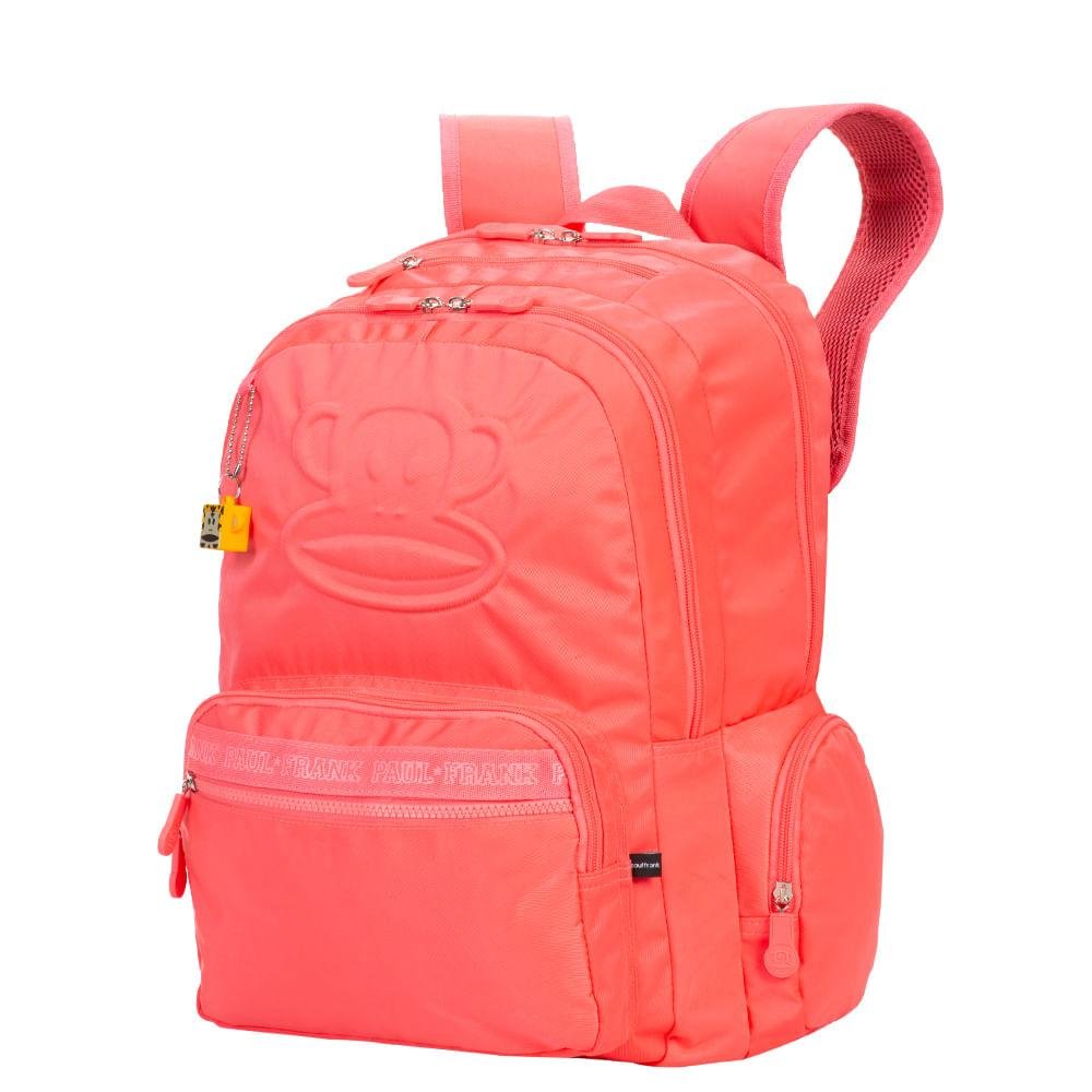 Mochila Grande 2 Compartimentos Paul Frank Classics - Neon Papaya Laranja 2