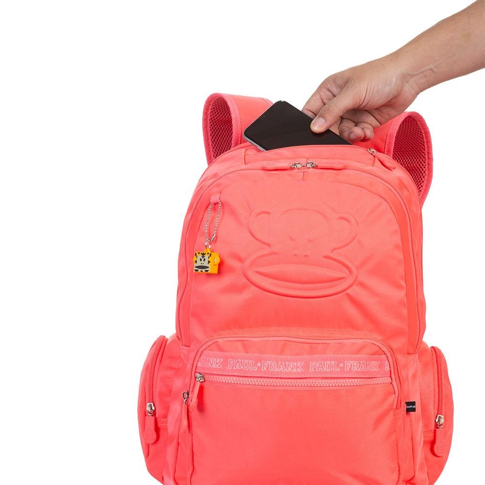 Mochila Grande 2 Compartimentos Paul Frank Classics - Neon Papaya Laranja 6