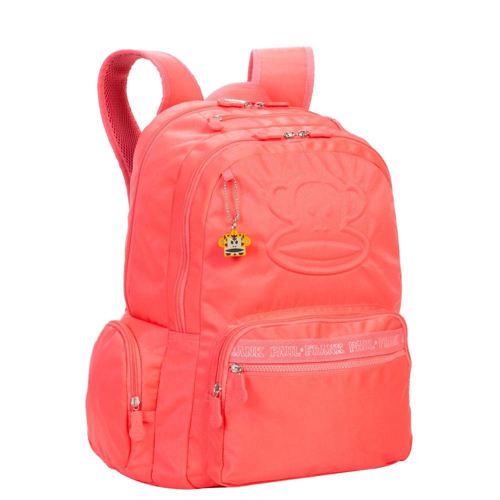 Mochila Grande 2 Compartimentos Paul Frank Classics Neon Laranja - Papaya Laranja 10