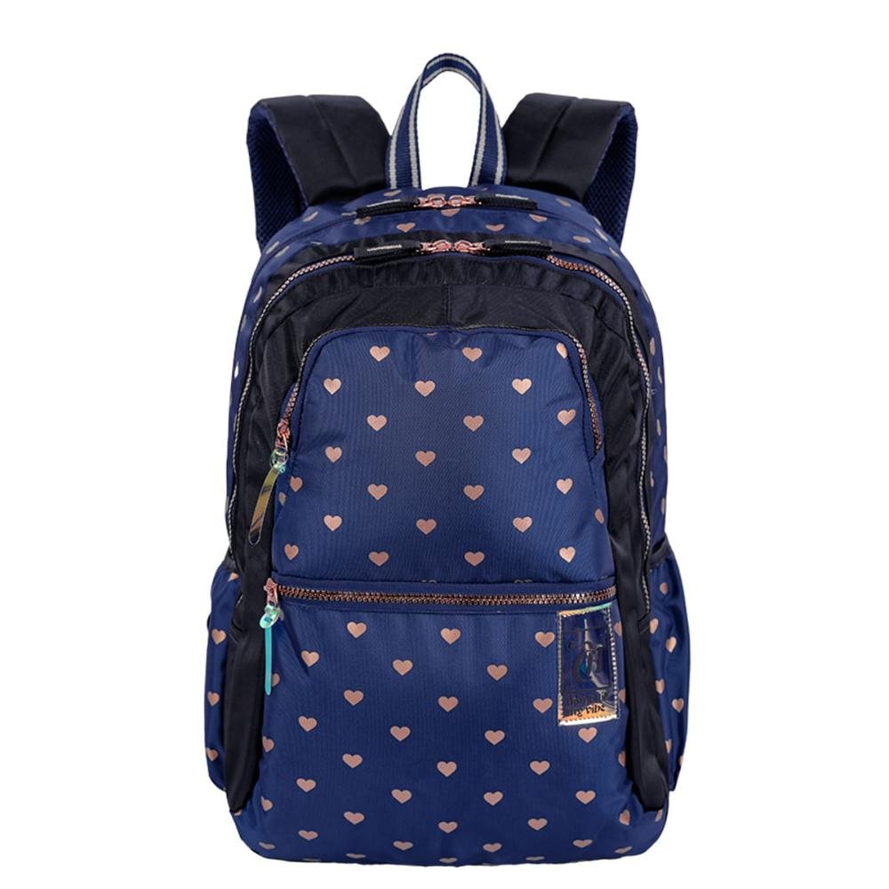Mochila Grande 2 Compartimentos Capricho Wishes - Azul Azul 1