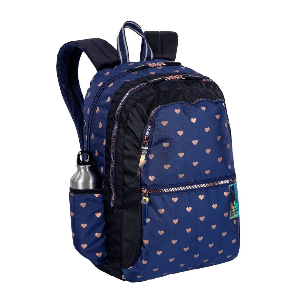 Mochila Grande 2 Compartimentos Capricho Wishes - Azul Azul 5