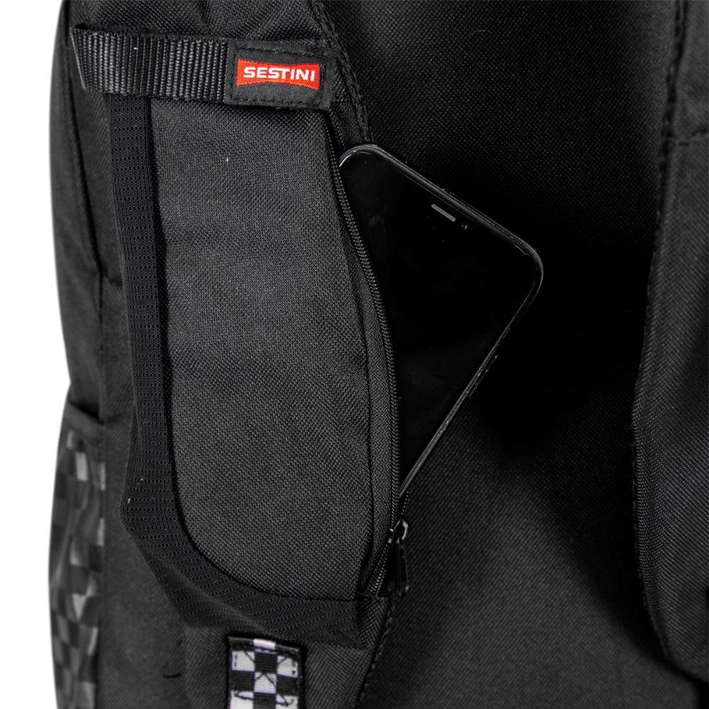 Mochila Sestini Magic - Nailon Xadrez Preto Preto 10