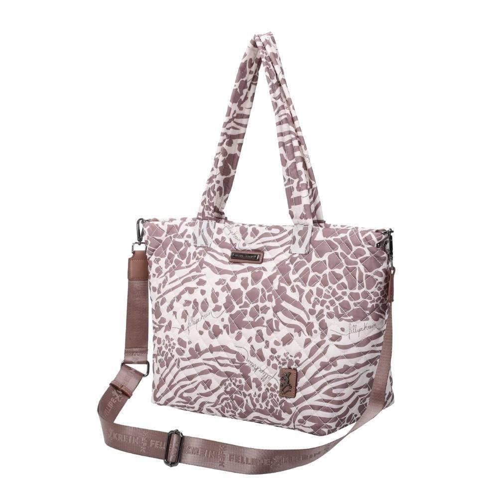 Bolsa Tote Bag Grande Fellipe Krein Ss23 Matelassê Casual Fk635 Bege - Nude Branco/Cinza 2