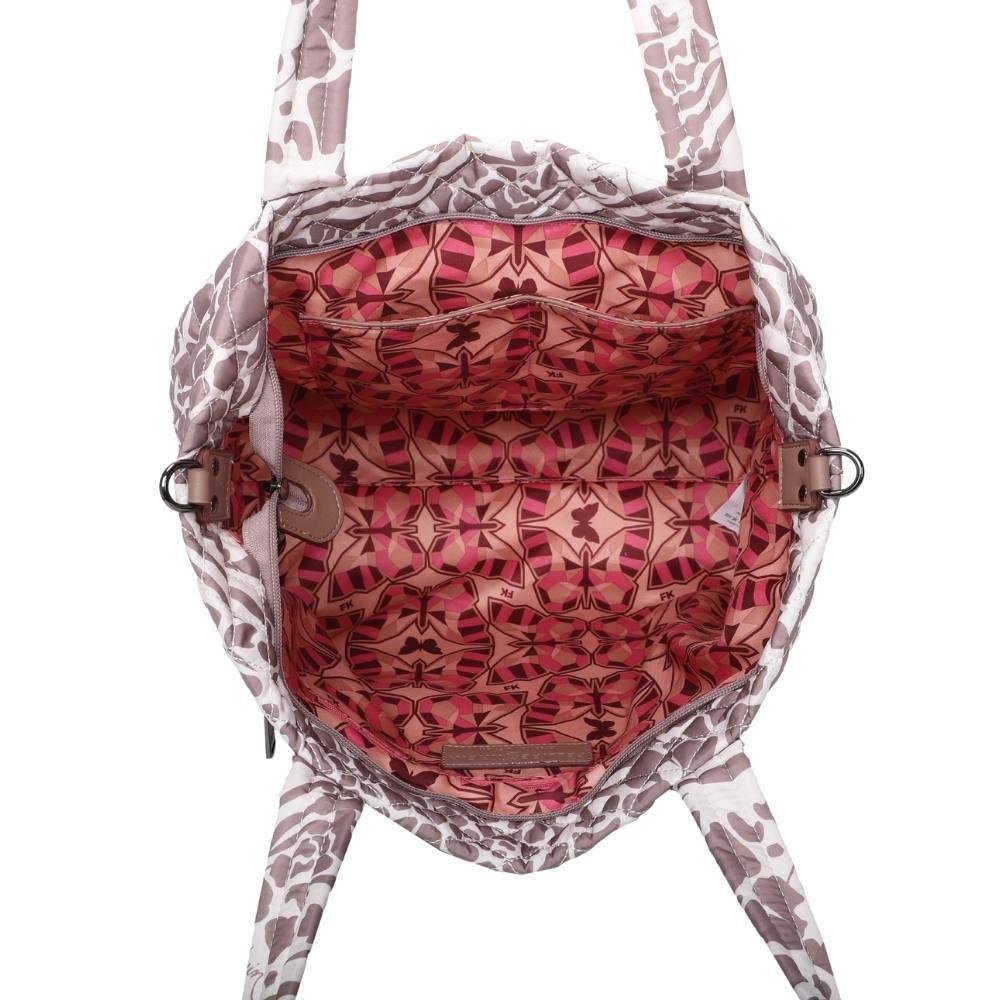 Bolsa Tote Bag Grande Fellipe Krein Ss23 Matelassê Casual Fk635 Bege - Nude Branco/Cinza 4