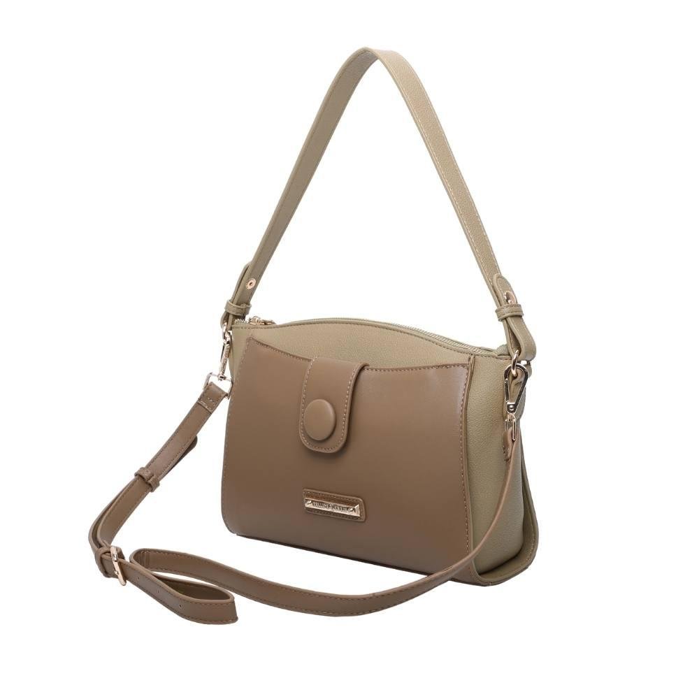 Cross Bag Média Fellipe Krein Aw23 Botão FK553 Marrom - Khaki Marrom 3