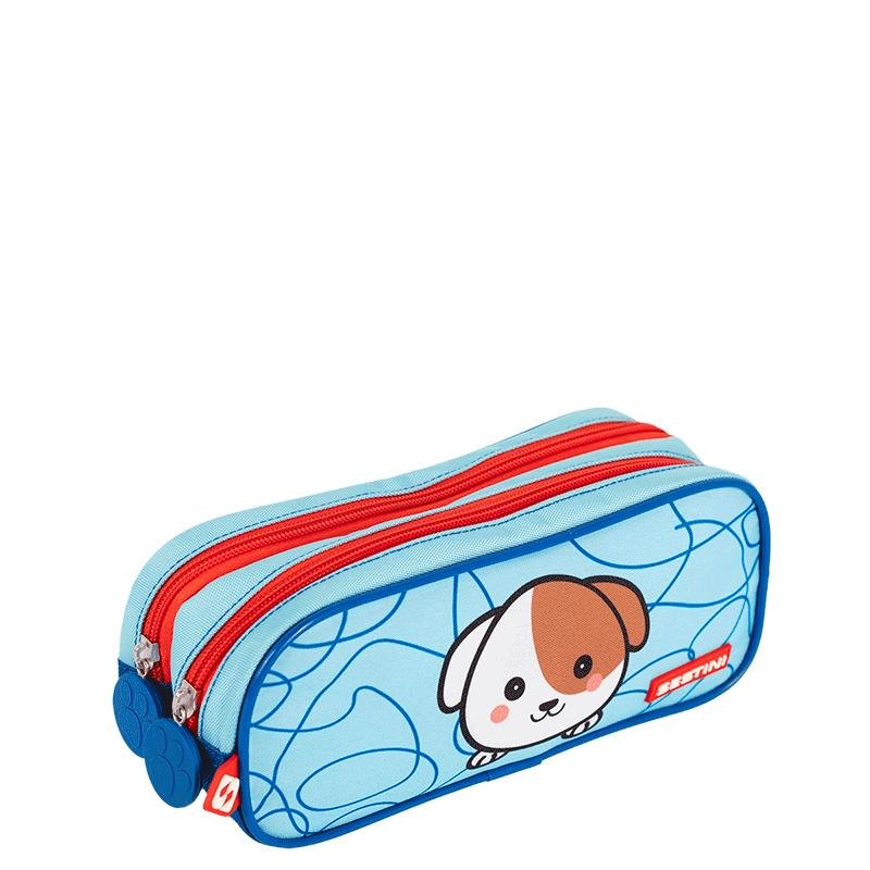 Estojo 2 Compartimentos Sestini Kids Dog 4 - Colorido Azul 2