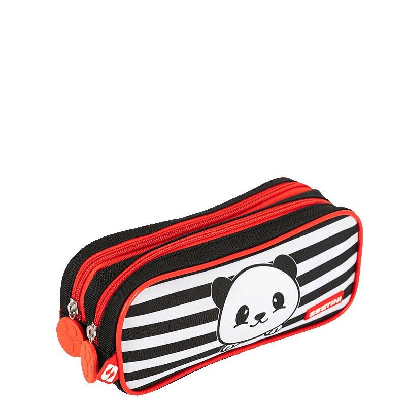 Estojo 2 Compartimentos Sestini Kids Panda 4 - Colorido Preto/Branco 2