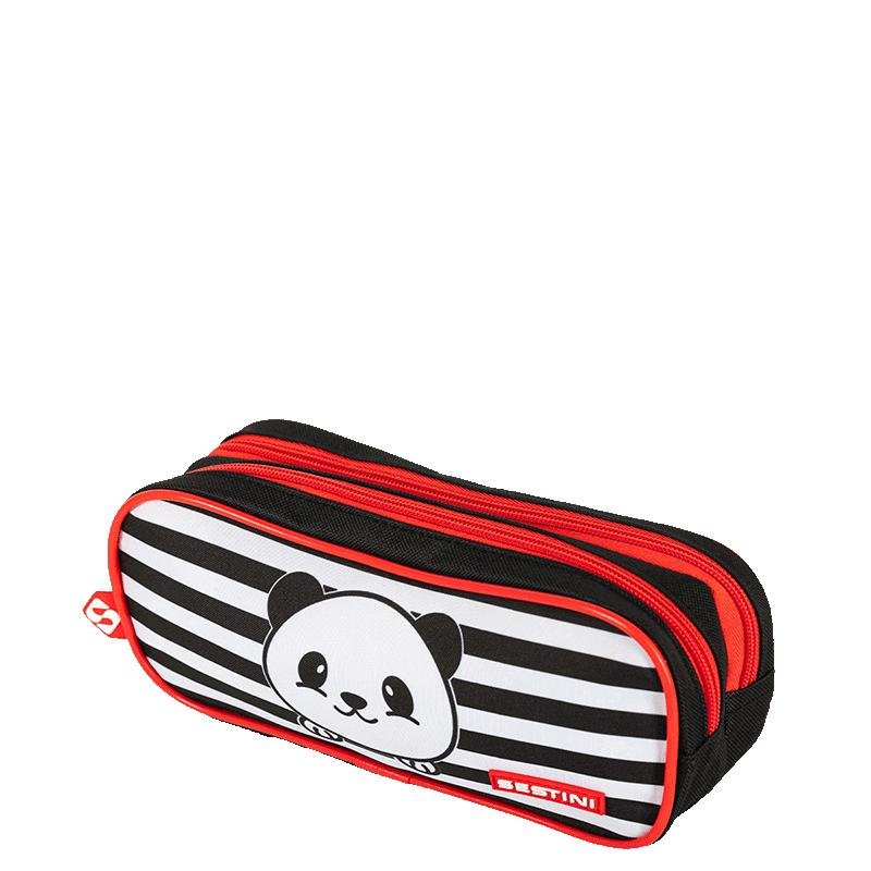 Estojo 2 Compartimentos Sestini Kids Panda 4 - Colorido Preto/Branco 3