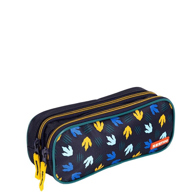 Estojo 2 Compartimentos Sestini Plus Dino - Colorido Preto 2