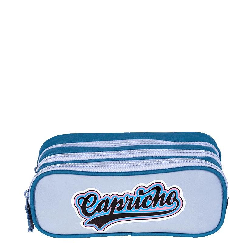 Estojo 3 Compartimentos Capricho Class Cosmic Patches - Azul