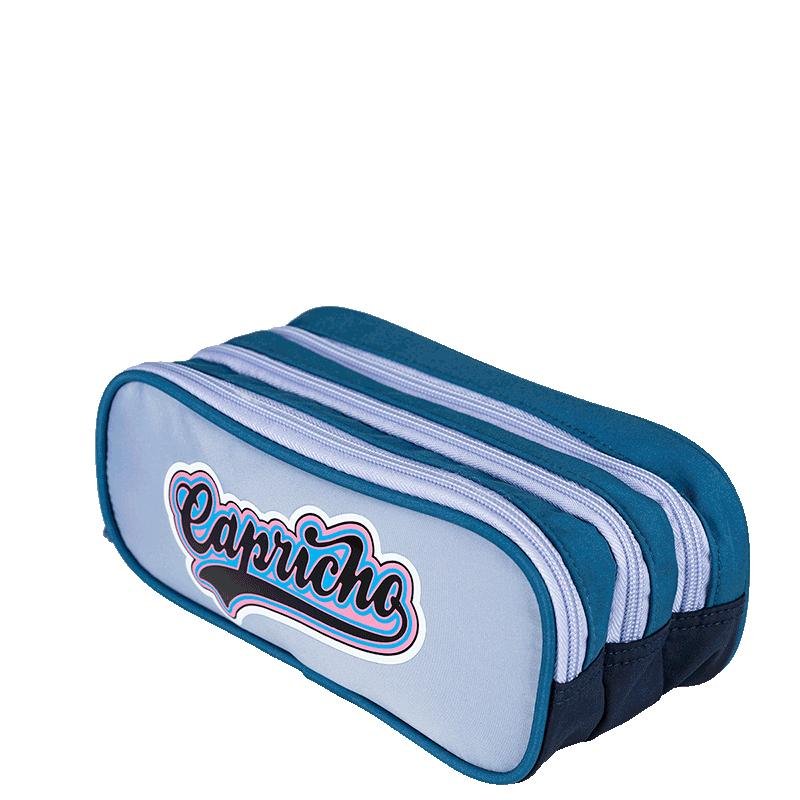 Estojo 3 Compartimentos Capricho Class Cosmic Patches - Azul Azul 3