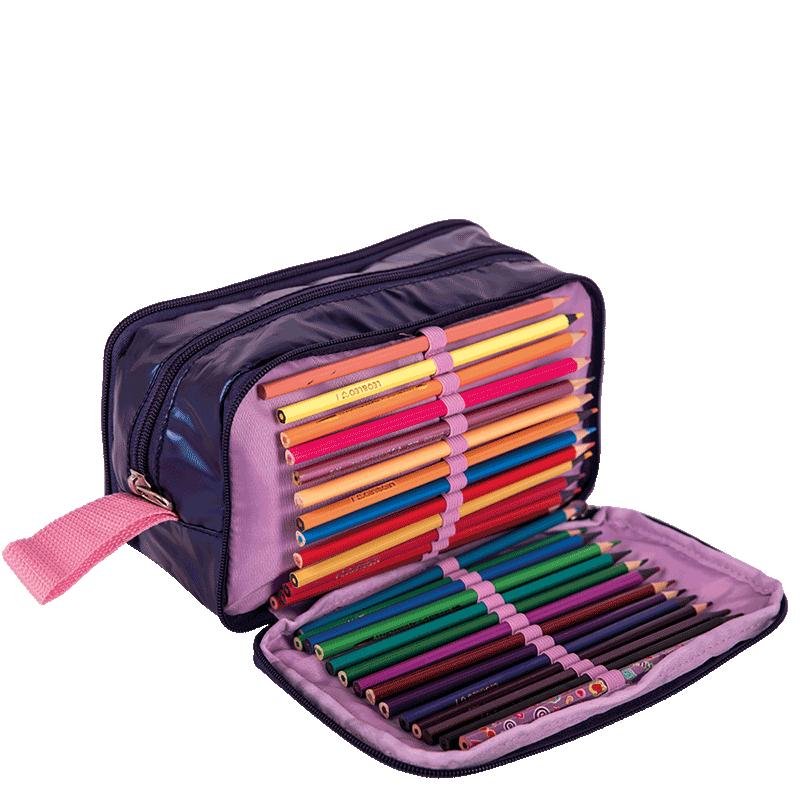 Estojo Box Especial 3 Compartimentos Capricho Puffer Azul - Metálico Azul 5