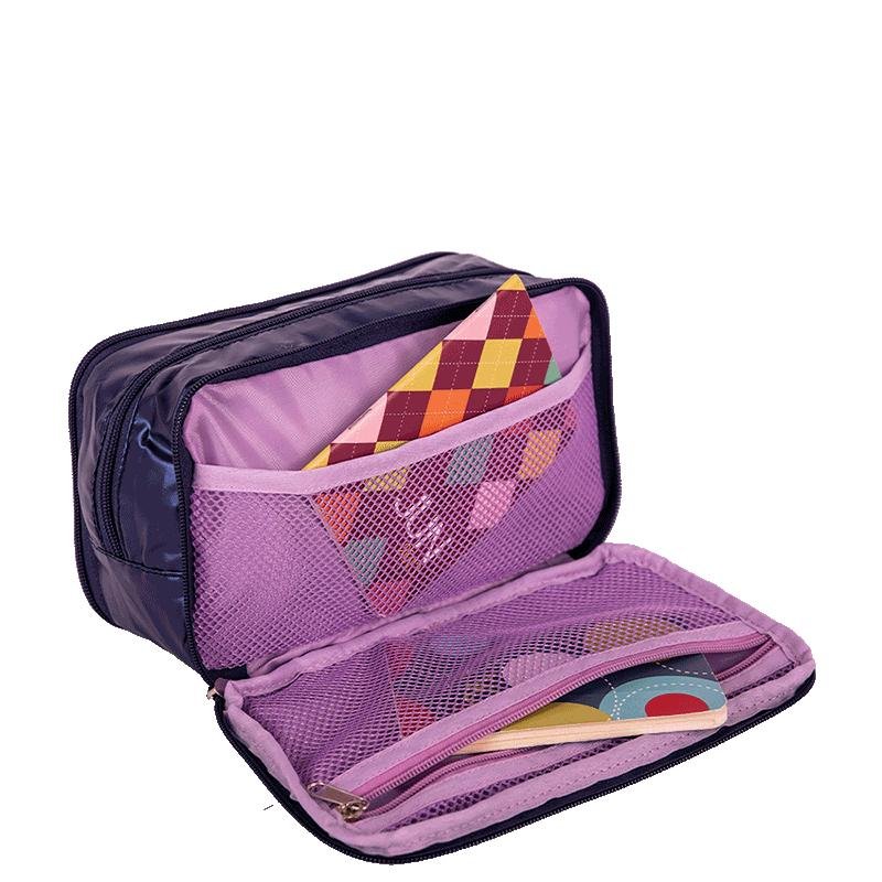 Estojo Box Especial 3 Compartimentos Capricho Puffer Azul - Metálico Azul 6