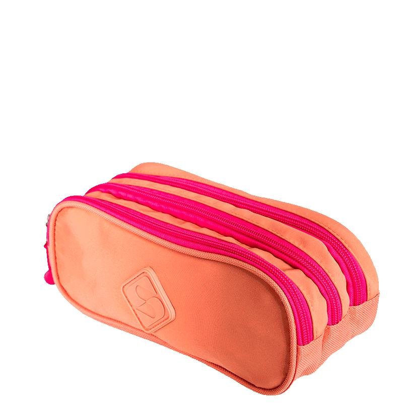 Estojo 3 Compartimentos Sestini Lover Laranja - Pêssego Laranja 3